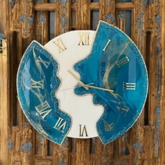 Horloge destructurée turquoise 65cm