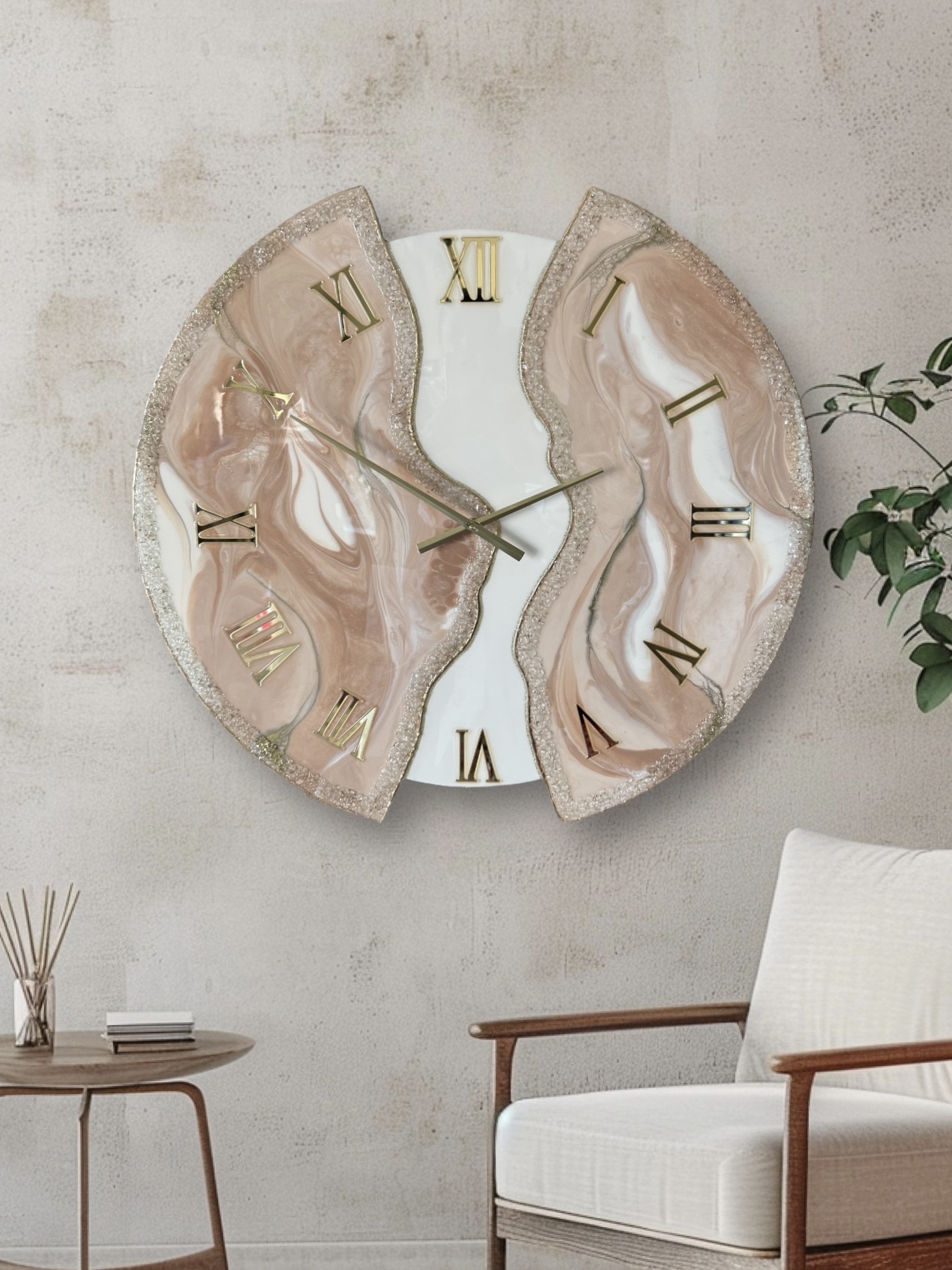 Horloge murale déstructurée, 80cm