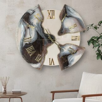 Photoroom_20251212_133806 Horloge murale déstructurée 65cm - Brun, gris, beige, or