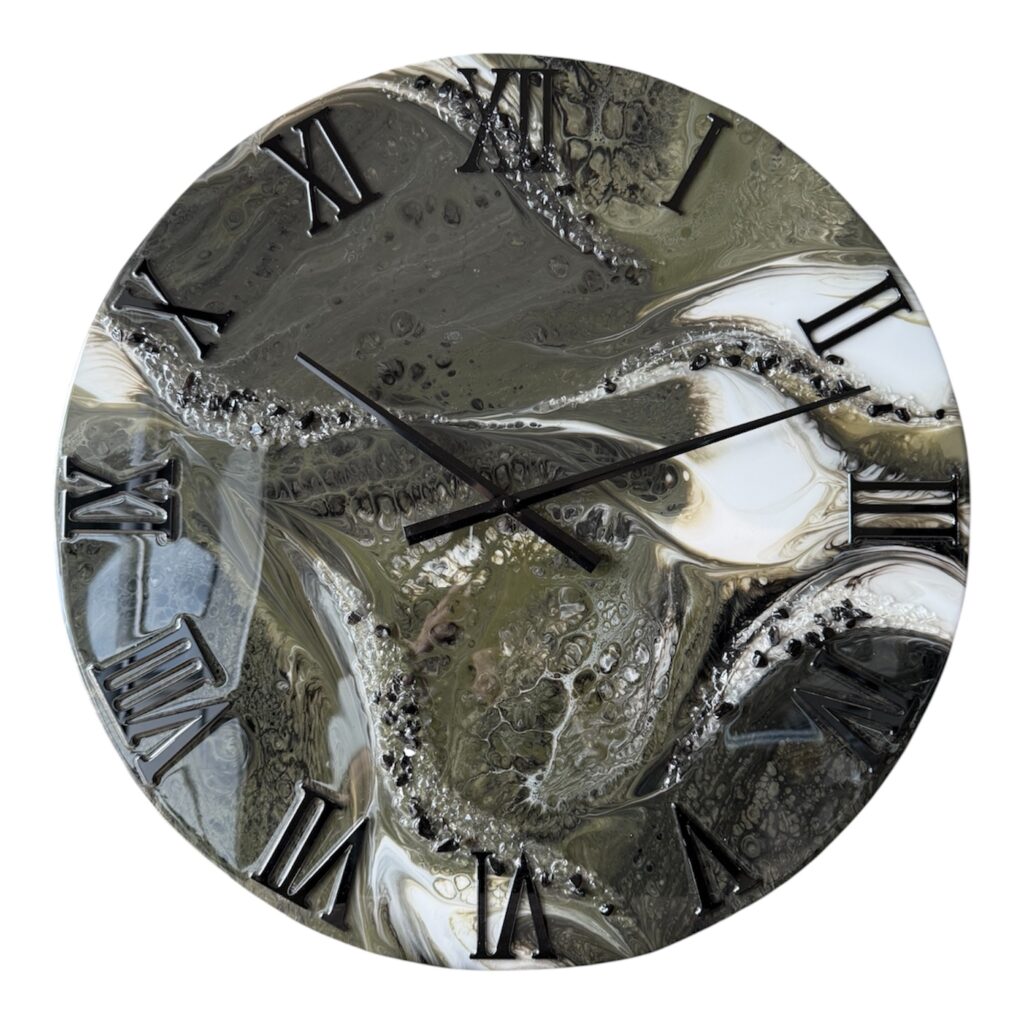 Horloge murale, 60cm - Kaki, noir, blanc