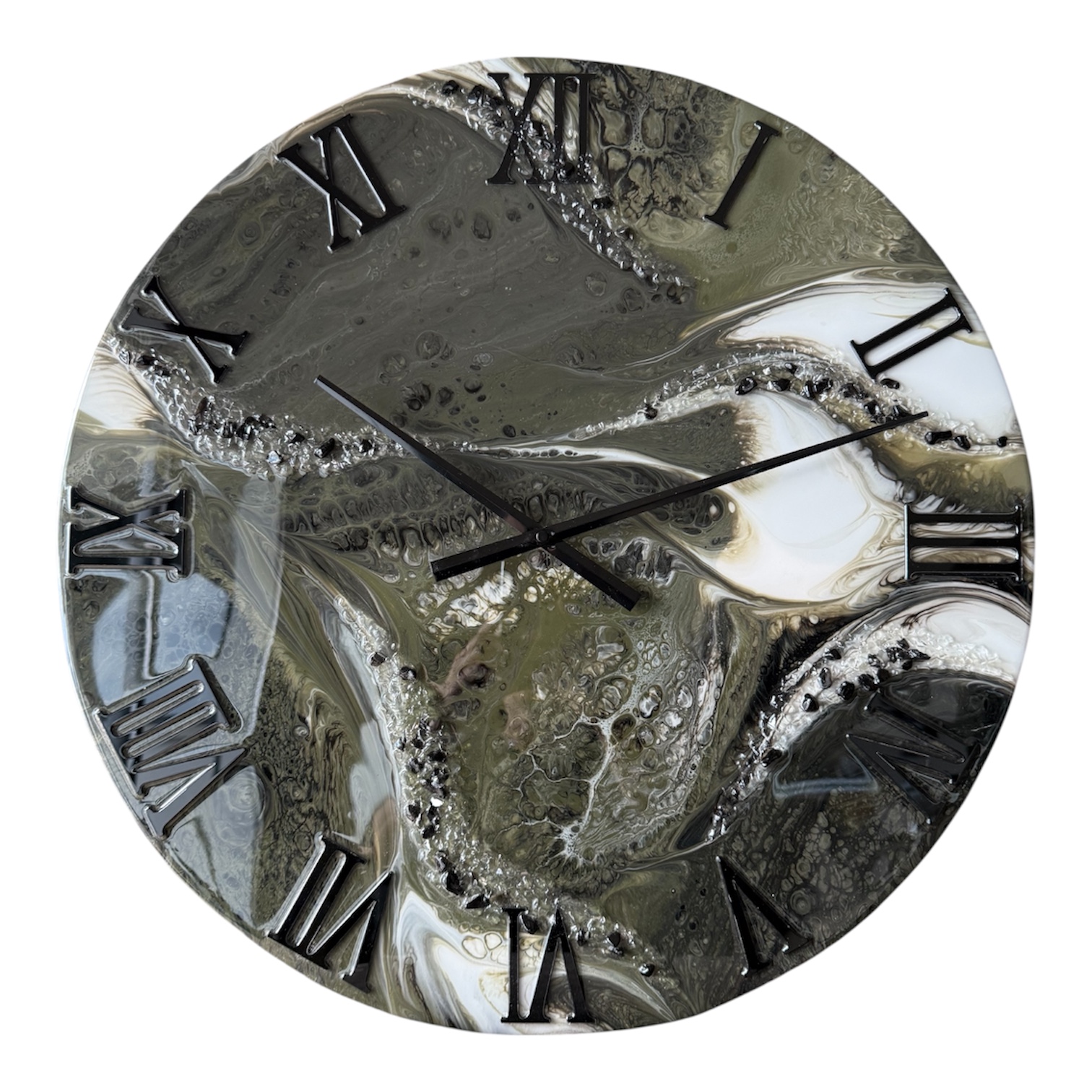 Horloge murale, 60cm - Kaki, noir, blanc