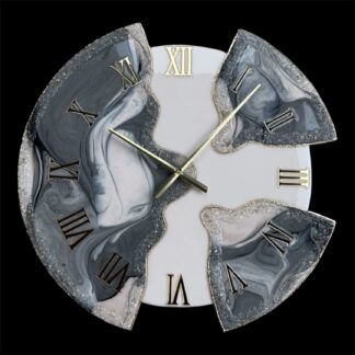 Horloge murale déstructurée, 65cm - gris, nude, or et noir