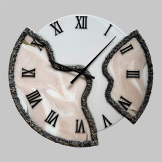 Horloge murale déstructurée, 70cm, beige, blanc, noir, or