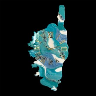 Horloge Corse, tons bleus, blanc et or