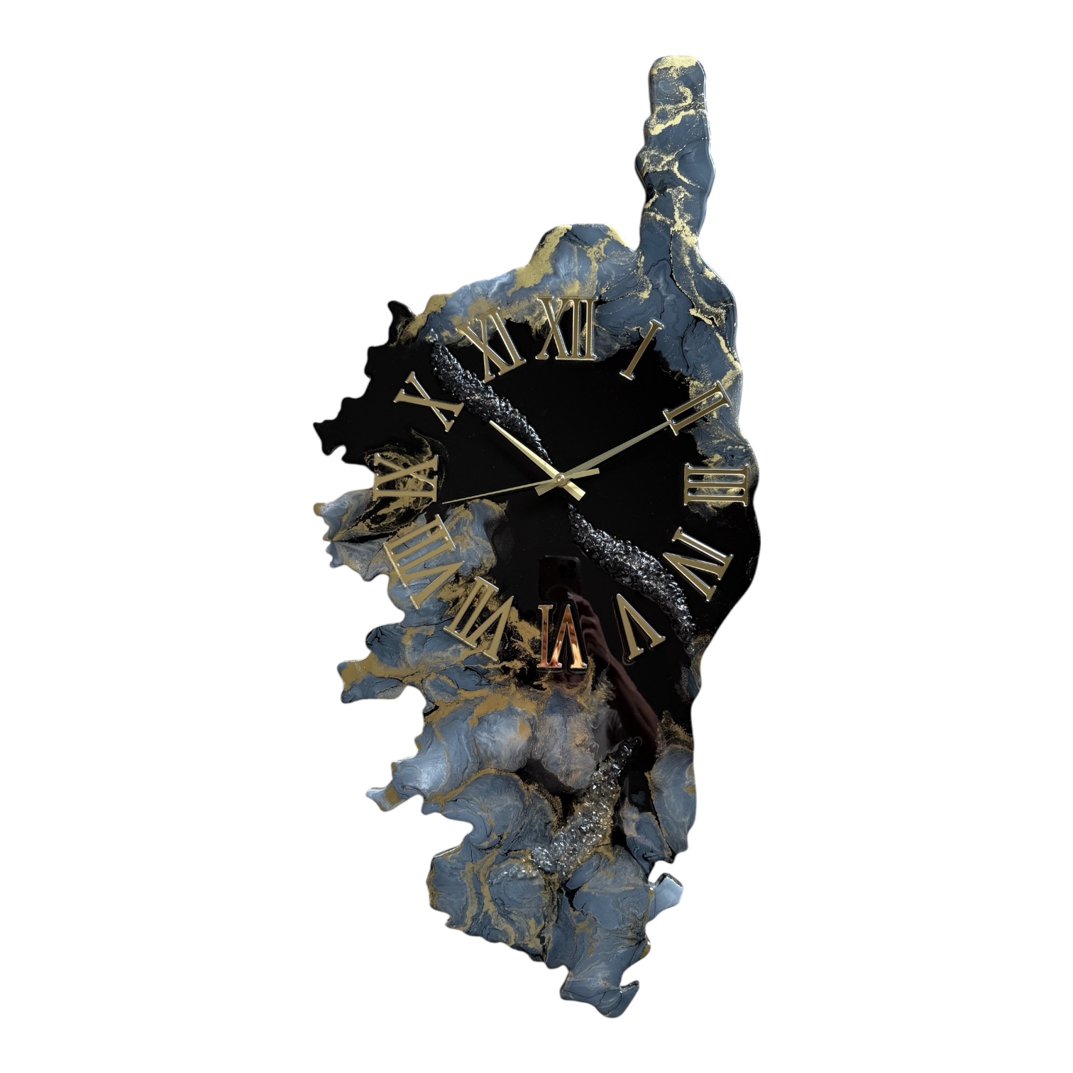 Horloge Corse, noir, gris et or, 93x45cm