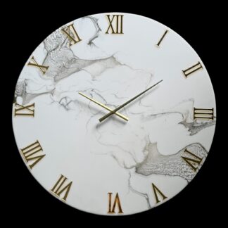 Horloge murale, tons blanc et or, 85cm