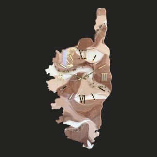 Horloge Corse, brun, beige, blanc et or, 93x45cm