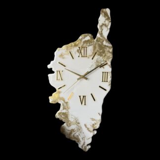 Horloge Corse, 66x30cm, blanc et or