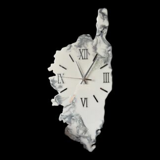 Horloge Corse, 66x30cm, blanc et argent