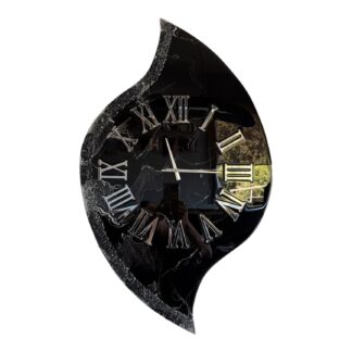 Horloge murale, 84x50cm, tons noir et argent