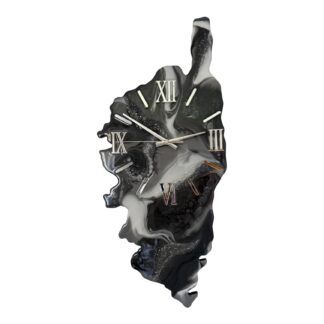 Horloge murale Corse, gris, noir, blanc et argent, 66x30cm