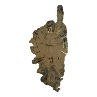 Horloge murale Corse, 66x30cm, tons ivoire, brun (almond) et or