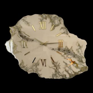 Horloge Ile de la Réunion, 62,5x56cm, tons beige et or + paille-en-queue