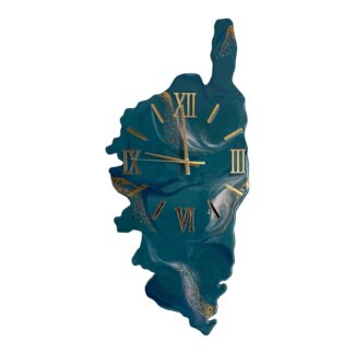 Horloge Corse, 66x30cm, tons turuoise, blanc et or