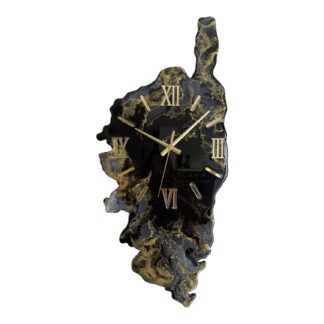 Horloge Corse, 66x30cm, tons noir, gris et or