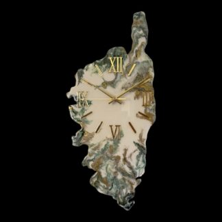 Horloge murale Corse, 66x30cm, tons verts, or et blanc