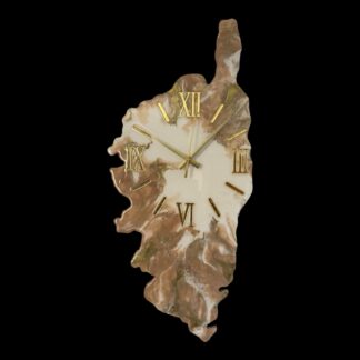Horloge murale Corse, 66x30cm, tons beige rosé, blanc et or