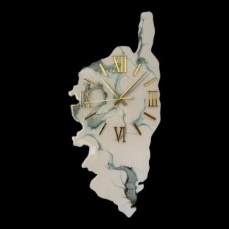 Horloge murale Corse, 66x30cm, tons vert, blanc et or